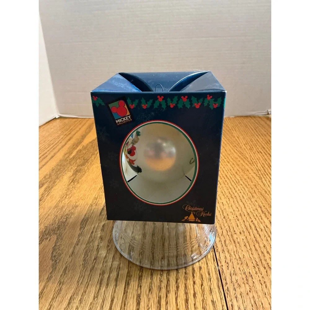 VTG Mickey Unlimited Christmas by Krebs Glass Ornament Santa Mickey Pluto
